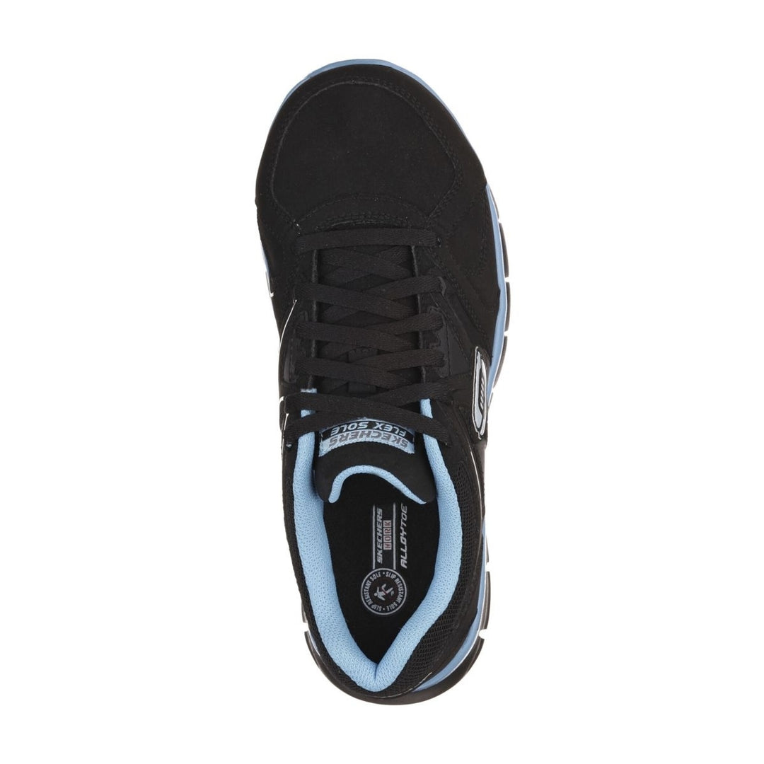 SKECHERS WORK Womens Synergy - Sandlot Alloy Toe Lace-Up Work Shoe Black/Blue - 76553/BKBL BLACK/BLUE Image 4