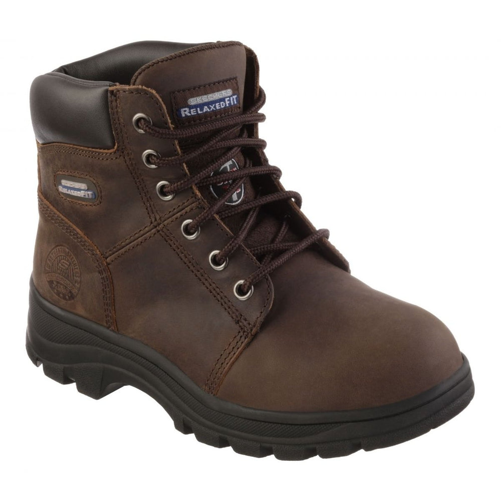 SKECHERS WORK Womens Relaxed Fit: Workshire - Peril Steel Toe Work Boot Brown - 76561-CBD BROWN Image 2