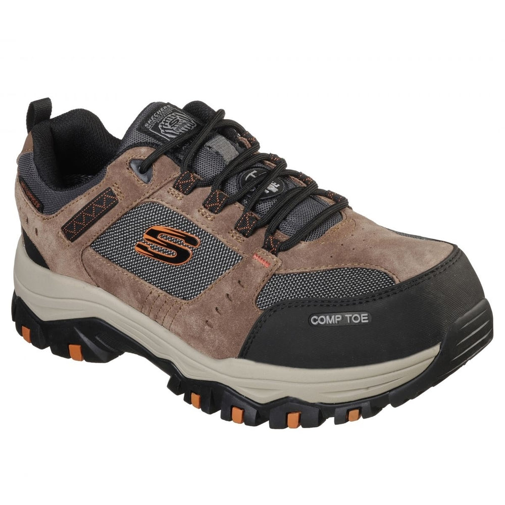 SKECHERS WORK Mens Greetah Composite Toe Waterproof Work Shoe Brown/Black - 77183-BRBK  BROWN/BLACK Image 2