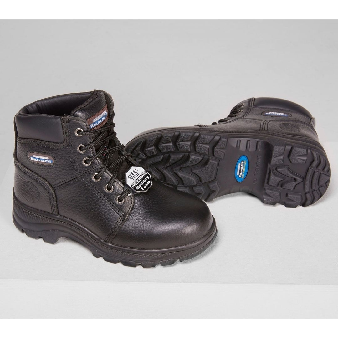 SKECHERS WORK Womens Relaxed Fit: Workshire - Peril Steel Toe Work Boot Black - 76561-BLK BLACK Image 4