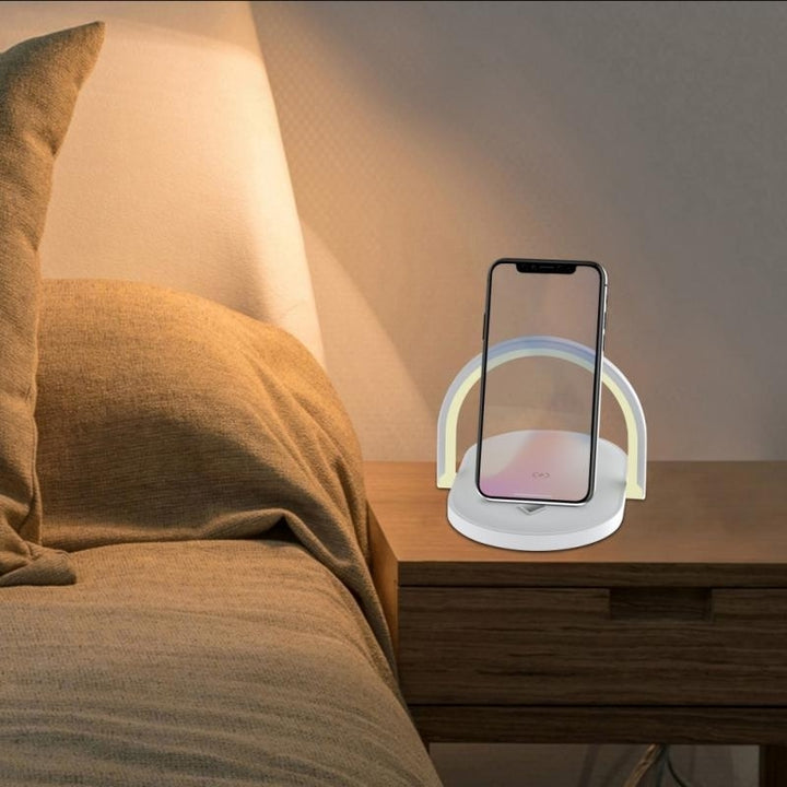 3 in 1 Wireless Charging Bedside Lamp - Wireless ChargingSmartphone Standand Bed Side Light Image 3