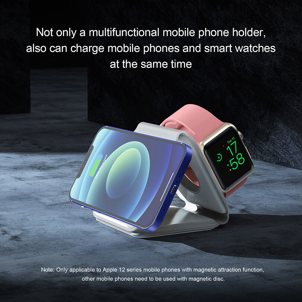Foldable 3-in-1 Magnetic Wireless Charger Pad For Apple Watch Air Pods iPhone Android Image 8