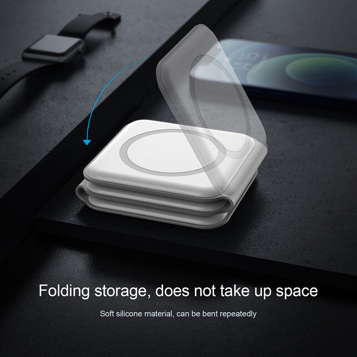 Foldable 3-in-1 Magnetic Wireless Charger Pad For Apple Watch Air Pods iPhone Android Image 9