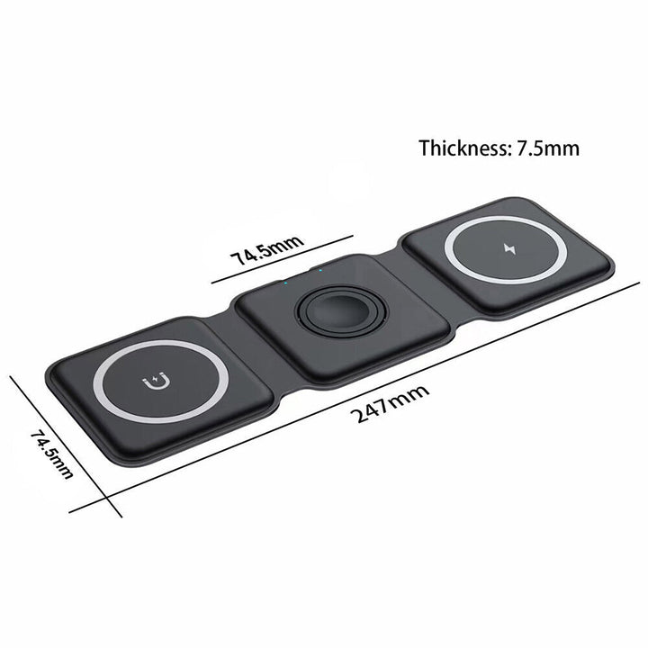 Foldable 3-in-1 Magnetic Wireless Charger Pad For Apple Watch Air Pods iPhone Android Image 11
