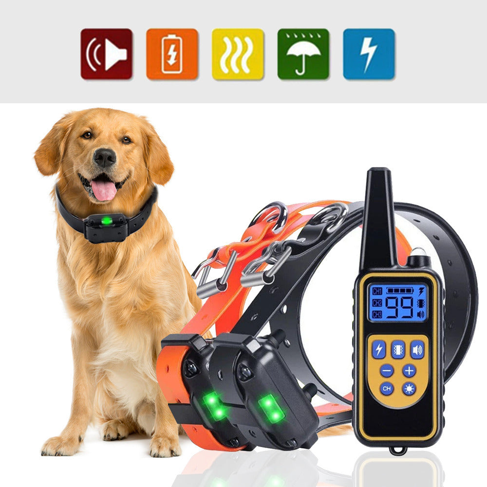 800m Electric Dog Training Collar Pet Remote Control Rechargeable with LCD Display for All Size Shock Vibration Sound Image 3