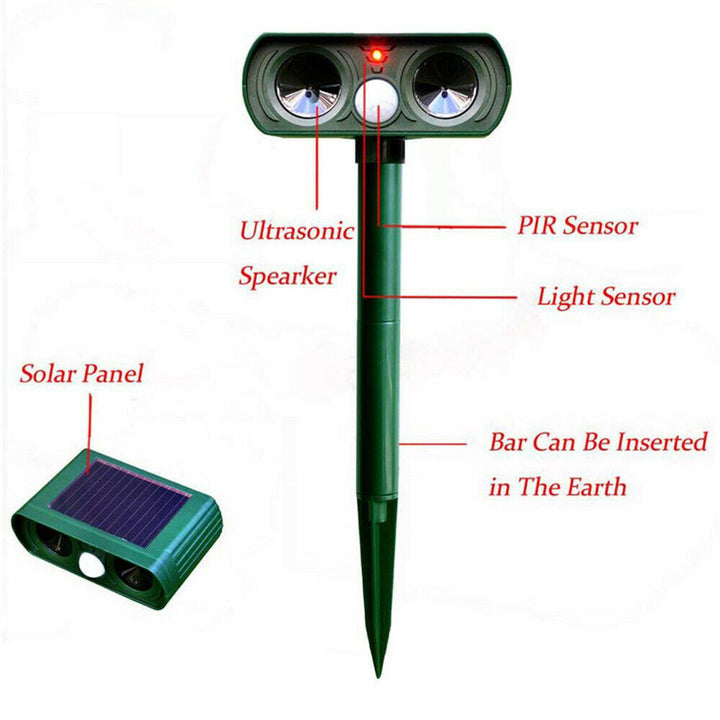 Animal Repellent Ultrasonic Animal Repeller Solar Powered Cats Birds RepellentDeterrent Chaser Protect Farm Garden Yard Image 7