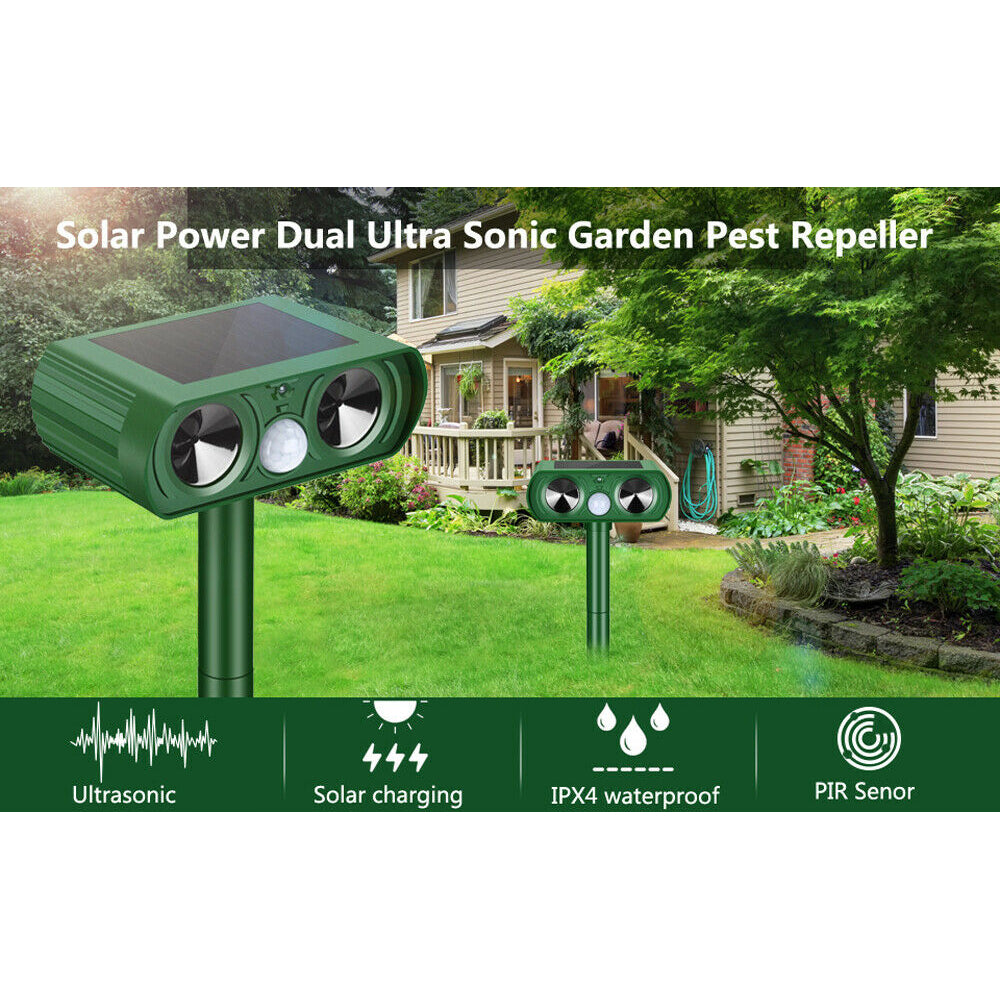 Animal Repellent Ultrasonic Animal Repeller Solar Powered Cats Birds RepellentDeterrent Chaser Protect Farm Garden Yard Image 11