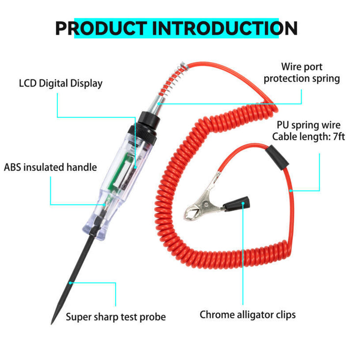 Digital Electric Circuit Tester 6V 12V 24V Light Test LCD Car Boat RV Motorcycle Image 4