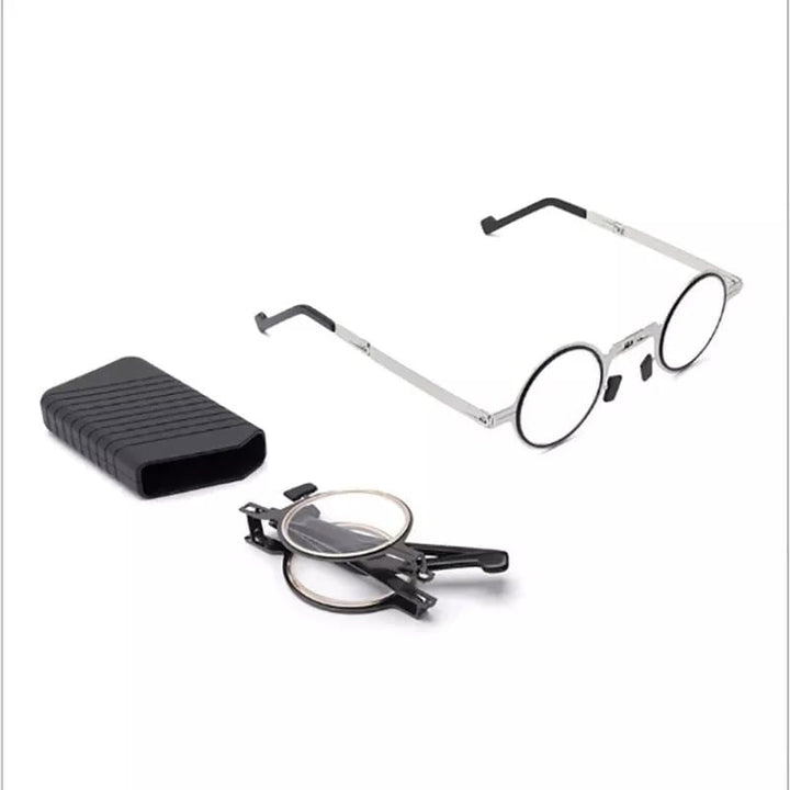 Men Ultra Light Titanium Material Screwless Foldable Anti-Blue Reading Glasses Image 6