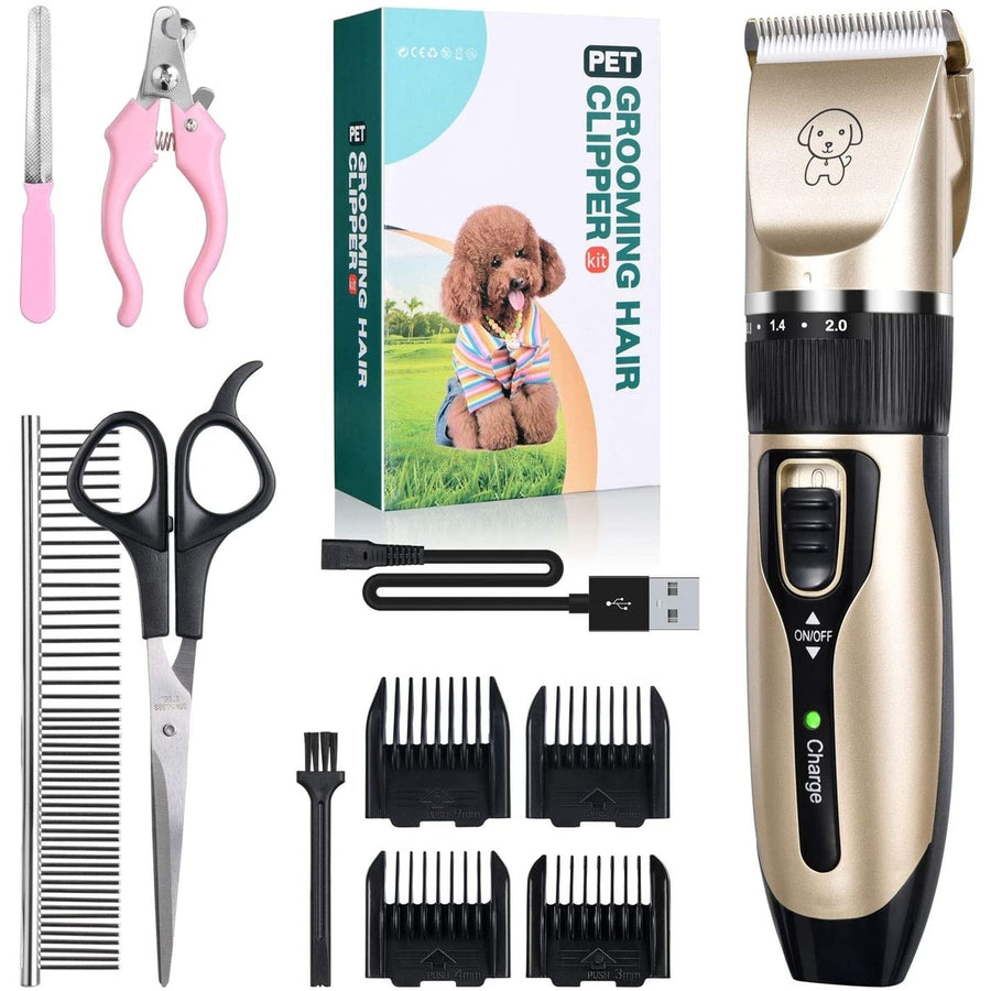 Dog Shaver Clippers Low Noise Rechargeable Cordless Electric Quiet Hair Clipper Grooming Kit Set Image 1