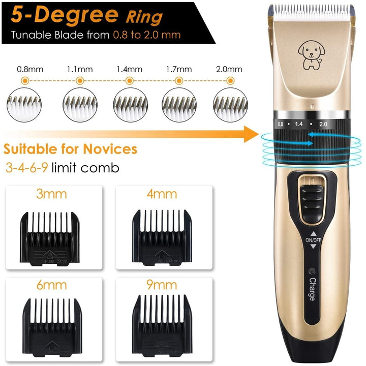 Dog Shaver Clippers Low Noise Rechargeable Cordless Electric Quiet Hair Clipper Grooming Kit Set Image 3