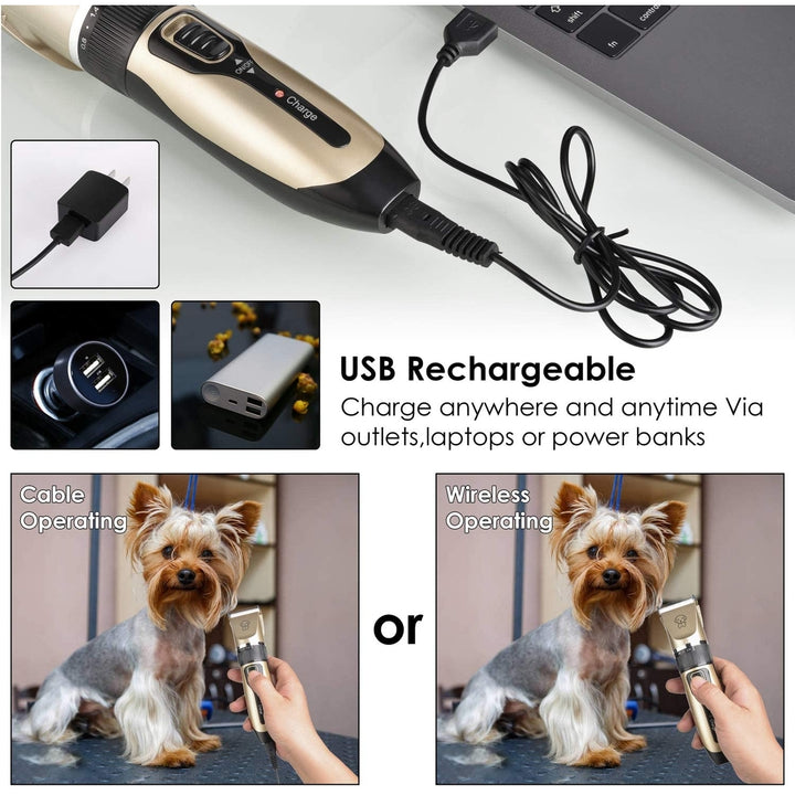 Dog Shaver Clippers Low Noise Rechargeable Cordless Electric Quiet Hair Clipper Grooming Kit Set Image 4