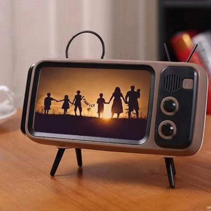 Retro TV Design 6.2-6.7 inch Cell Mobile Phone Holder Stand Desktop Lazy Bracket Image 1