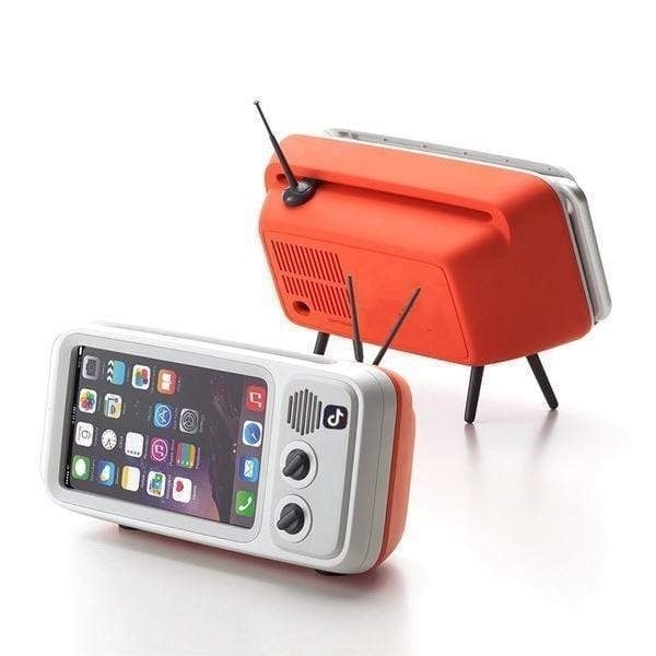 Retro TV Design 6.2-6.7 inch Cell Mobile Phone Holder Stand Desktop Lazy Bracket Image 2