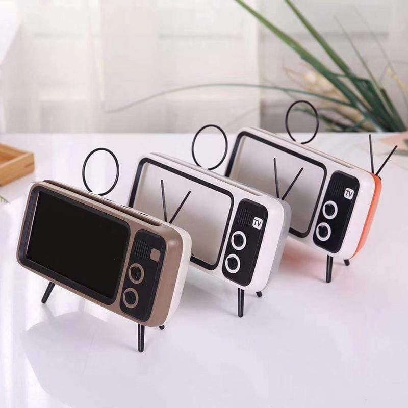 Retro TV Design 6.2-6.7 inch Cell Mobile Phone Holder Stand Desktop Lazy Bracket Image 3