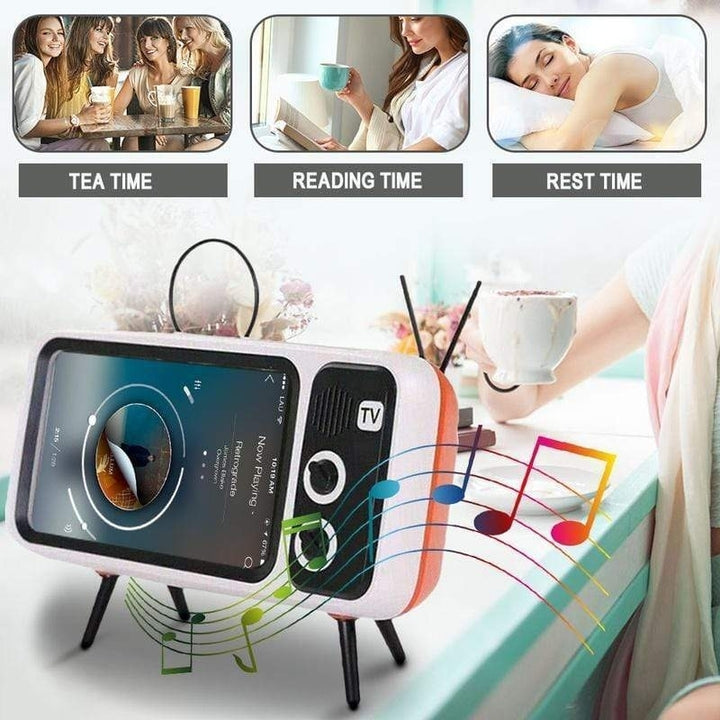 Retro TV Design 6.2-6.7 inch Cell Mobile Phone Holder Stand Desktop Lazy Bracket Image 4