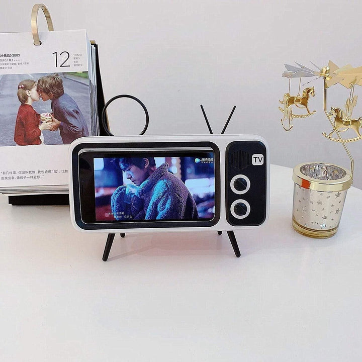 Retro TV Design 6.2-6.7 inch Cell Mobile Phone Holder Stand Desktop Lazy Bracket Image 1