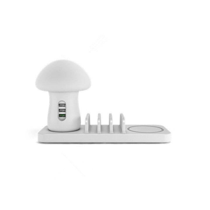 3 Port USB Phone Charger Station Mushroom Night Lamp Wireless Charging Station Image 3