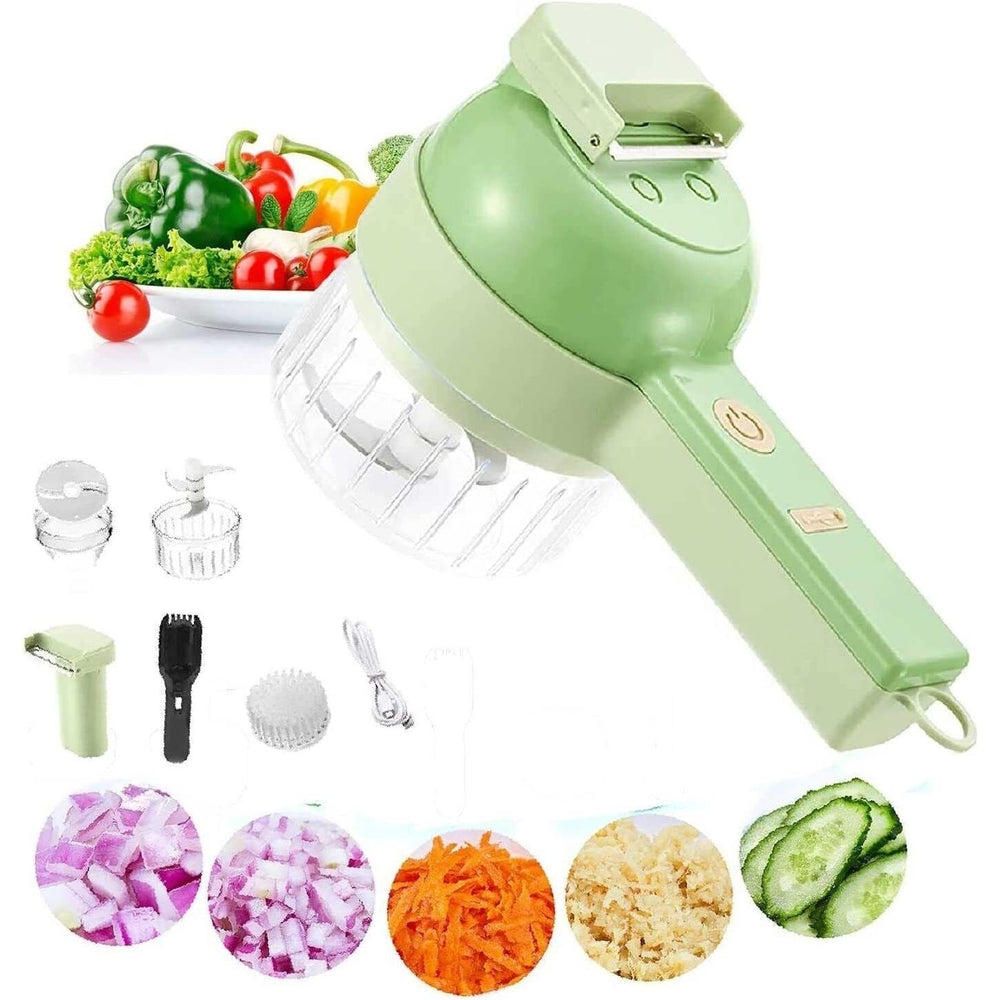 4 In 1 Handheld Electric Vegetable Cutter Set Usb Charging Ginger Masher Machine Image 2
