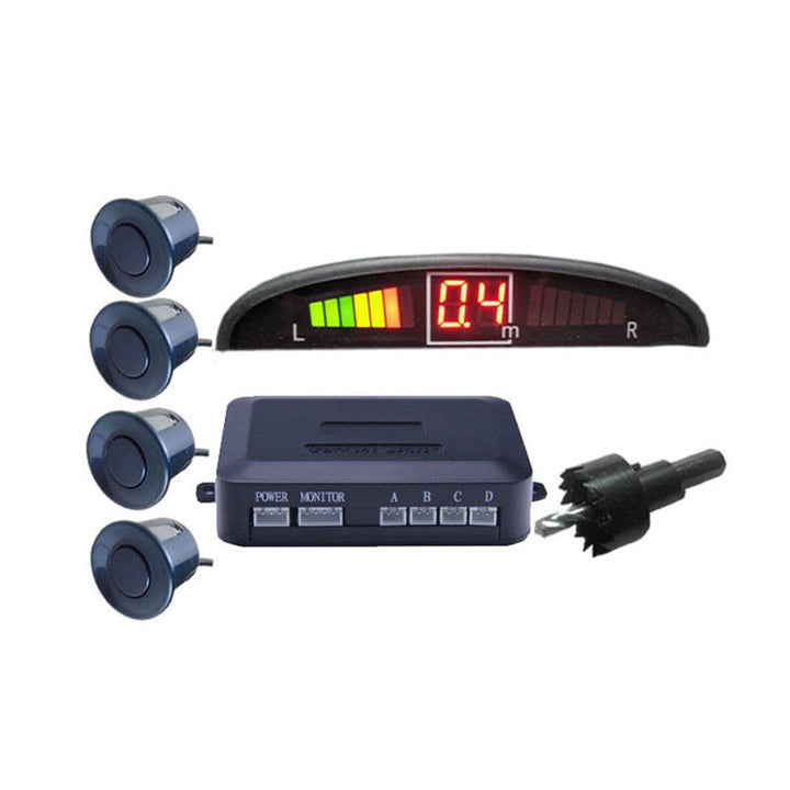 4 Parking Sensors LED Display Car Reverse Radar System Alarm Kit Black Image 6