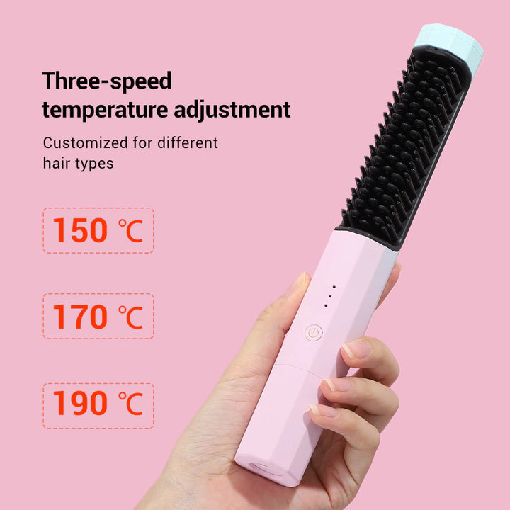 Frizz Wand 2 in 1 Hair Straightener Brush Comb Straightener Hair Curler Comb Styling Tools Image 3