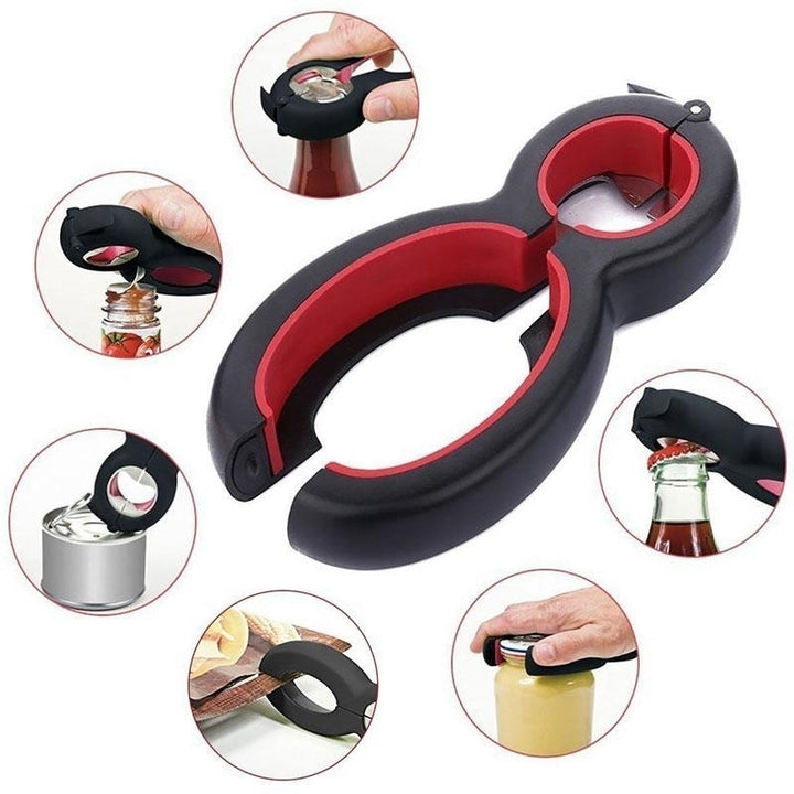 6 in1 Multi Function Twist Bottle All in One Jar Gripper Can Wine Beer Opener SD Image 2