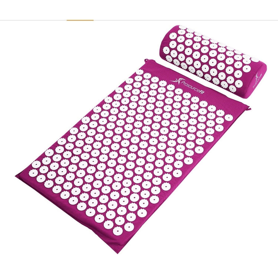Acupressure Mat and Pillow Set for Back Neck Pain Relief and Muscle Relaxation Image 1