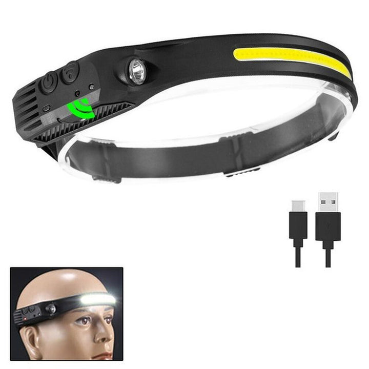 LED Sensor Headlamp Camping Search Light Head Flashlight Image 1