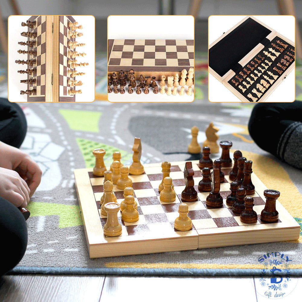 Magnetic Chess Board Wooden Set Folding Chessboard Image 4