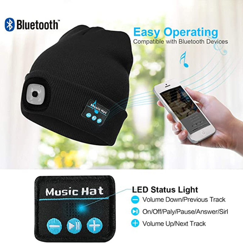 Bluetooth Music Beanie with Headlamp Image 2