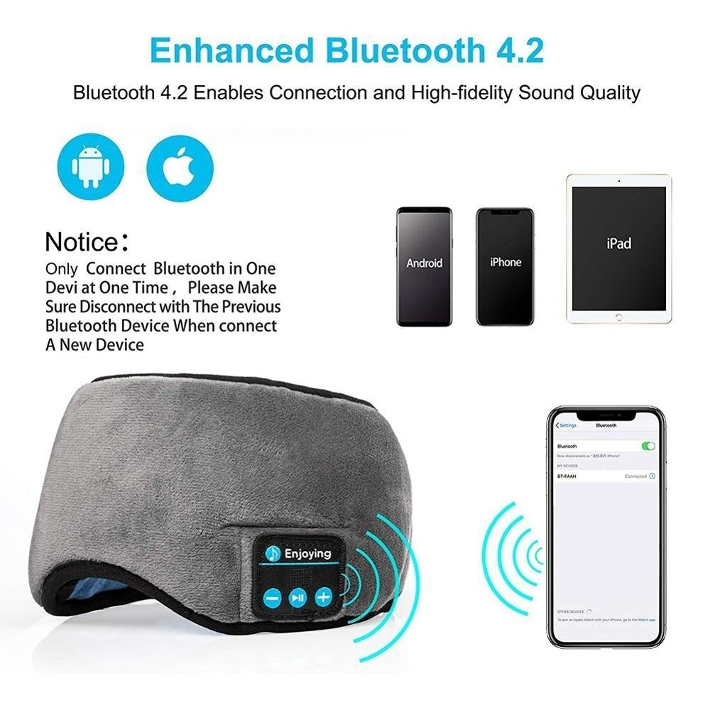 Bluetooth Sleep Mask Headphones - Good Sleep with Comfy Mask and Music Image 7