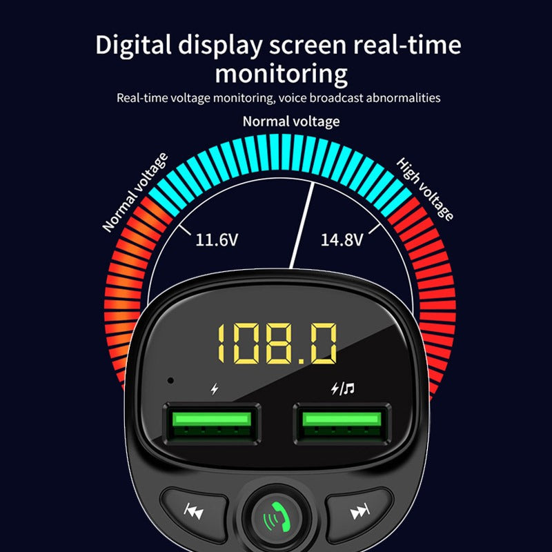 Car FM Transmitter Bluetooth 5.0 Dual USB Charger Image 6