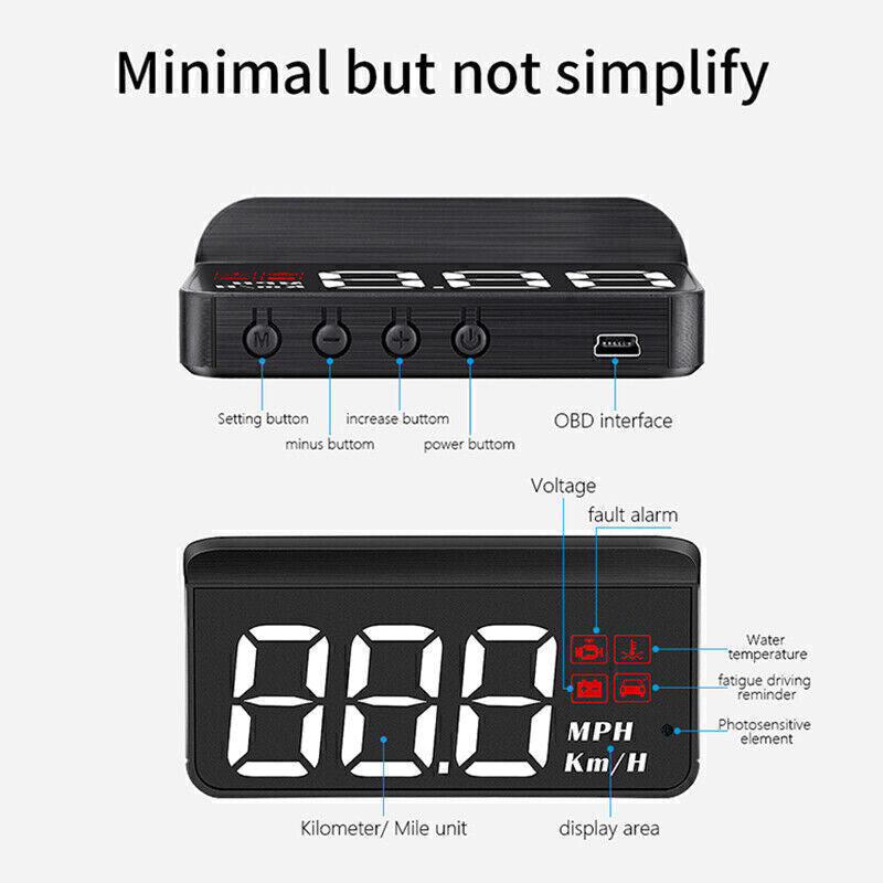 Car HUD Head Up Display OBD2 GPS Overspeed Warning System Projector Windshield Image 7