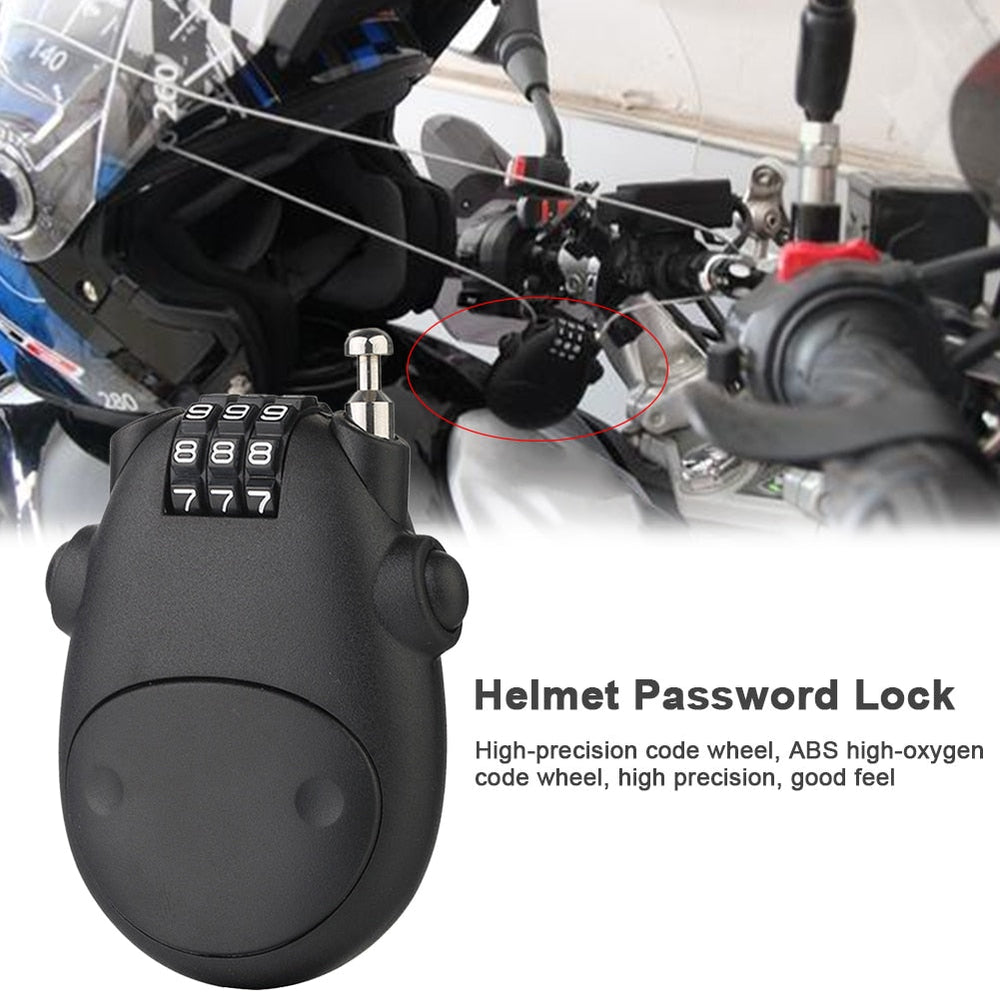 Motorcycle Helmet Code Combination Lock Telescopic Wire Rope Security Image 2