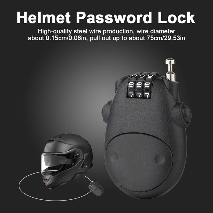 Motorcycle Helmet Code Combination Lock Telescopic Wire Rope Security Image 6