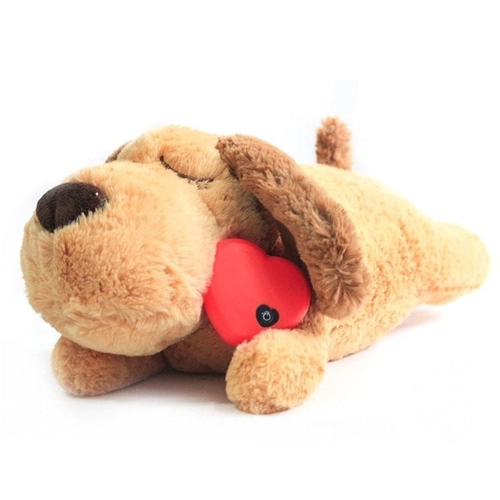 Pet Puppy Soft Plush Toy Heartbeat Sleeping Buddy Dog Behavioral Training Aid Image 1