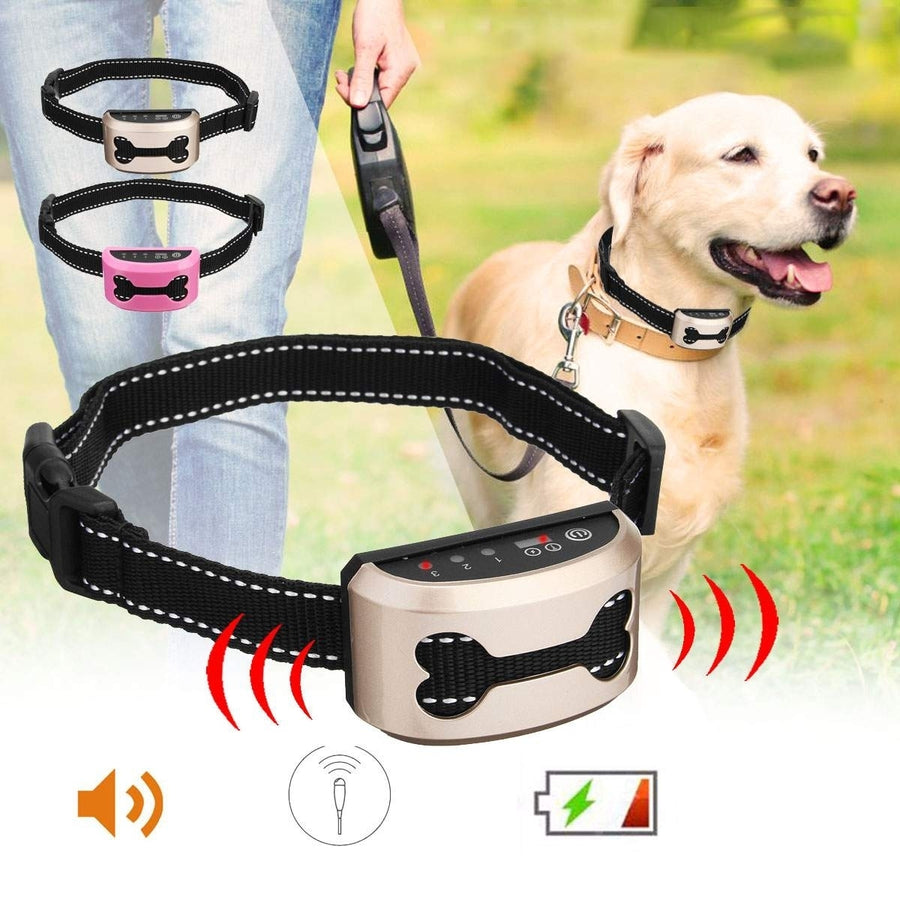 Pet Dog Safety Anti Bark Collars Rechargeable Vibration Electric Shock Waterproof Stop Barking Dog Waterproof Training Image 1