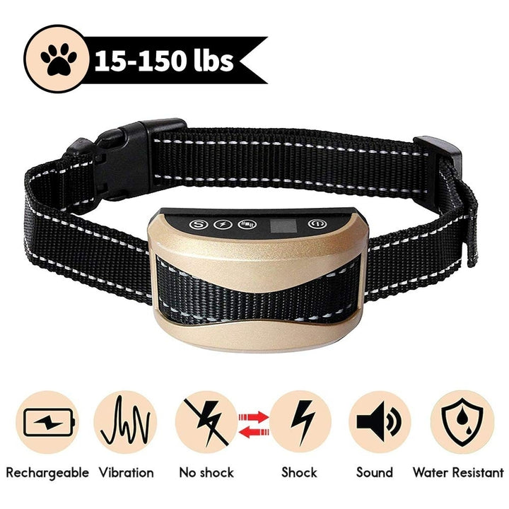 Pet Dog Safety Anti Bark Collars Rechargeable Vibration Electric Shock Waterproof Stop Barking Dog Waterproof Training Image 3