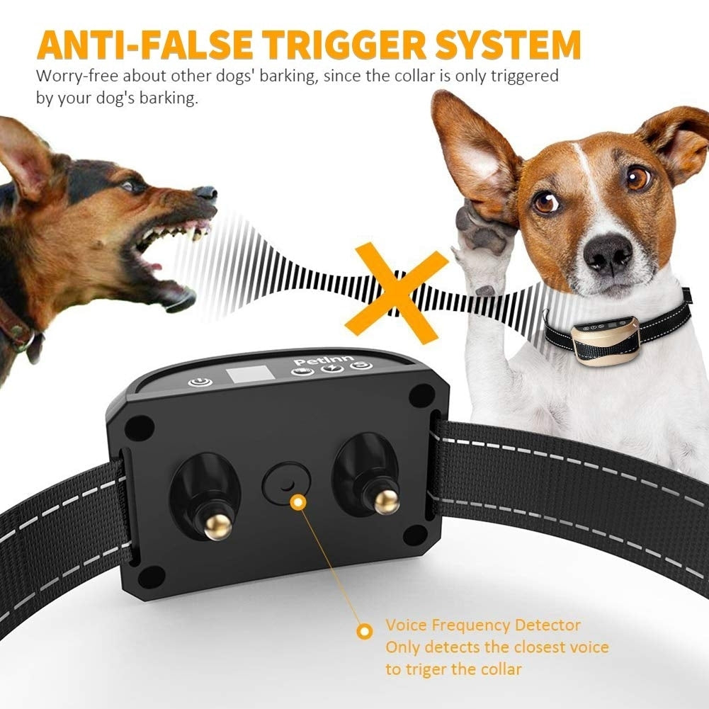 Pet Dog Safety Anti Bark Collars Rechargeable Vibration Electric Shock Waterproof Stop Barking Dog Waterproof Training Image 4