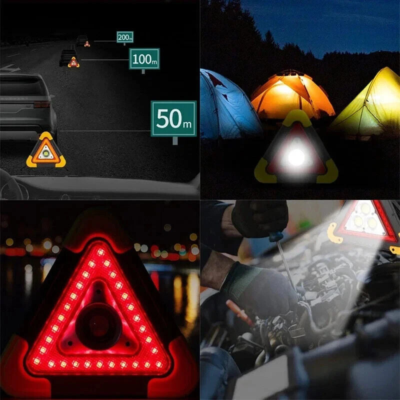 Portable Car Triangle LED Warning Light Tail Rear Red Safety Strobe Stop Flash Image 4