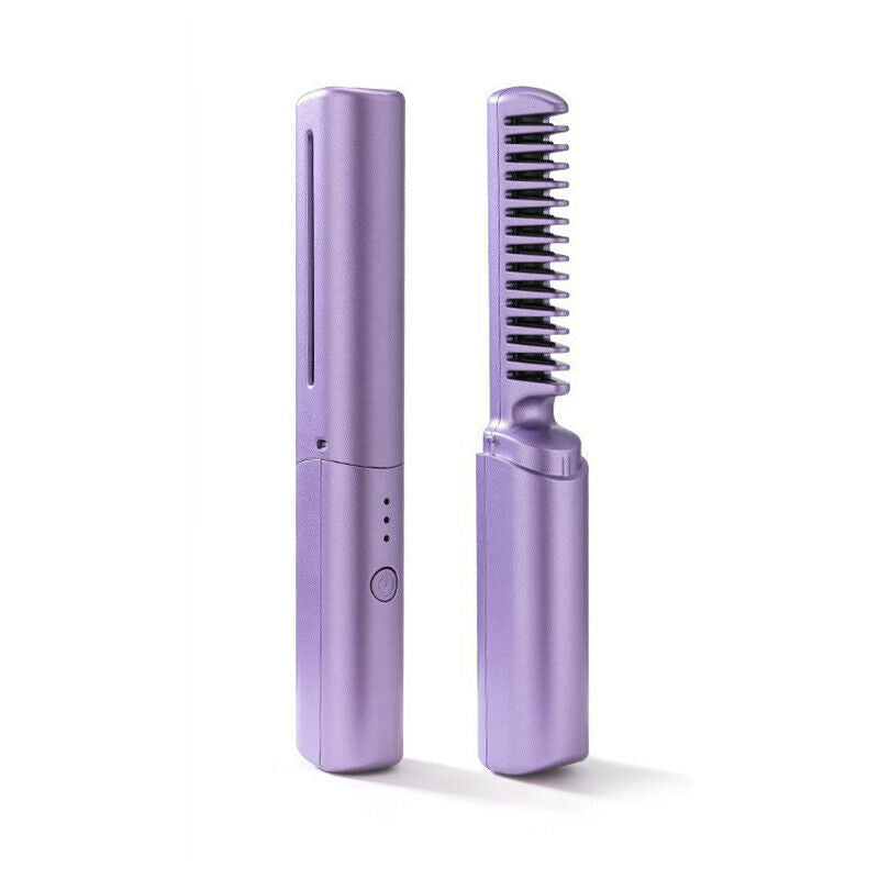 Rechargeable Mini Hair StraightenerPortable Cordless Hair Straightener Comb Image 8