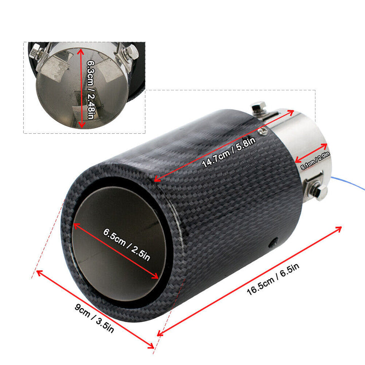 Red Carbon Fiber Universal Modified LED Luminous Exhaust Muffler Tip Tail Pipe Image 3