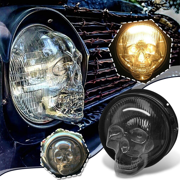 Skull Headlight Covers fit 7-inch Headlight Skeleton Cover for Car Trucks Image 1