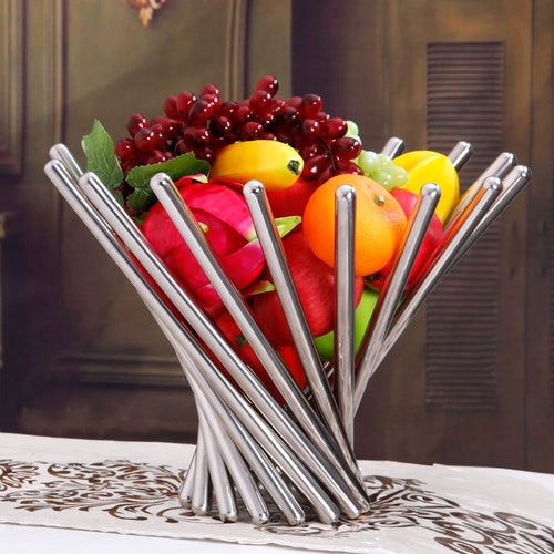 Stainless Steel Fruit Plate Creative Fruit Basket Vortex Tray Holder Personalized Da Vinci Fruit Bowl Dishes and Plates Image 2