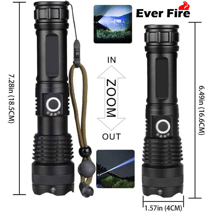 Super-Bright Rechargeable 90000Lumens LED Tactical XHP50 Flashlight With Battery Image 6