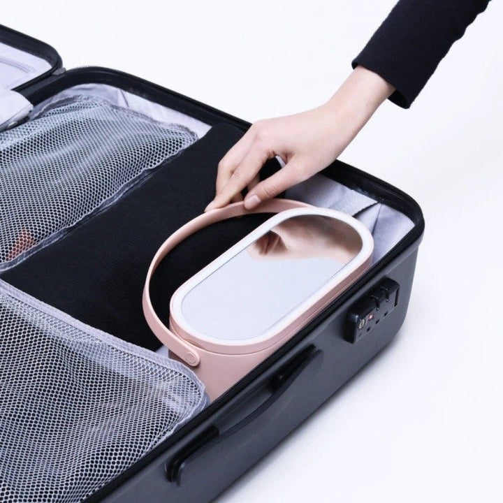 Travel Portable Makeup Organizer Box with LED Light Mirror Image 4