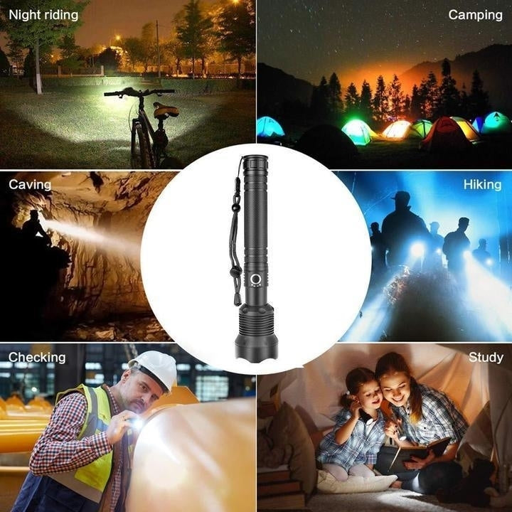 Super-Bright Rechargeable 90000Lumens LED Tactical XHP50 Flashlight With Battery Image 12