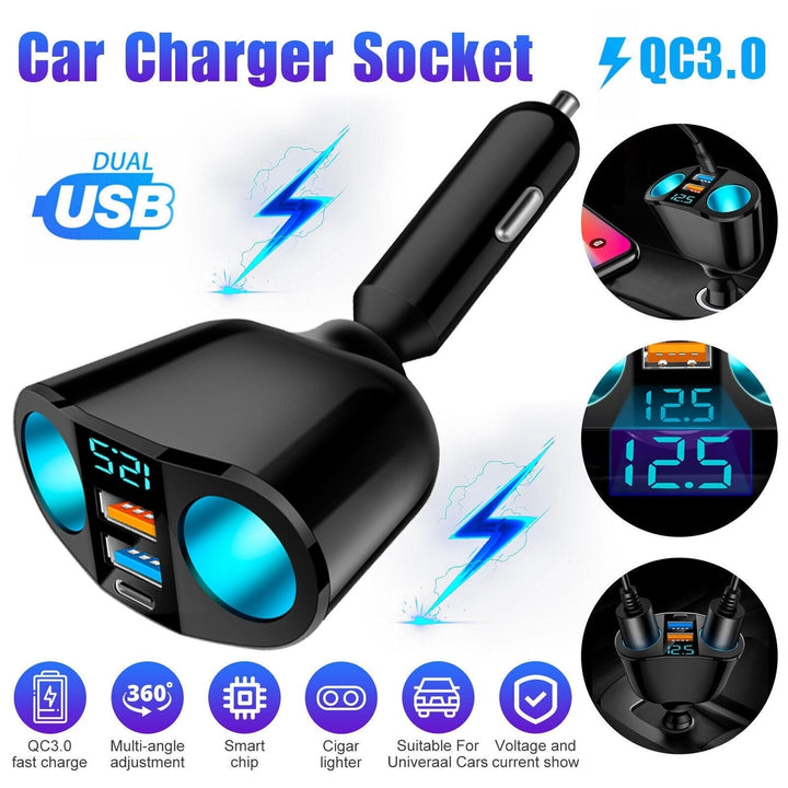USB Car Cigarette Lighter Socket Splitter Power Adapter Charger Outlet 12V Image 3