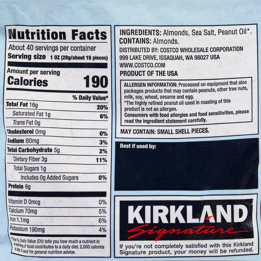 Kirkland Signature Roasted Almonds Sea Salt 2.5 Pounds Image 3