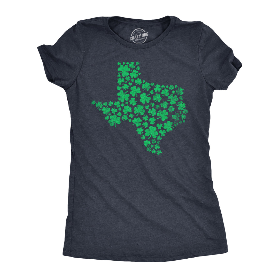 Womens Texas State Clover T Shirt Funny St Pattys Day Parade Four Leaf Shamrock Tee For Ladies Image 1